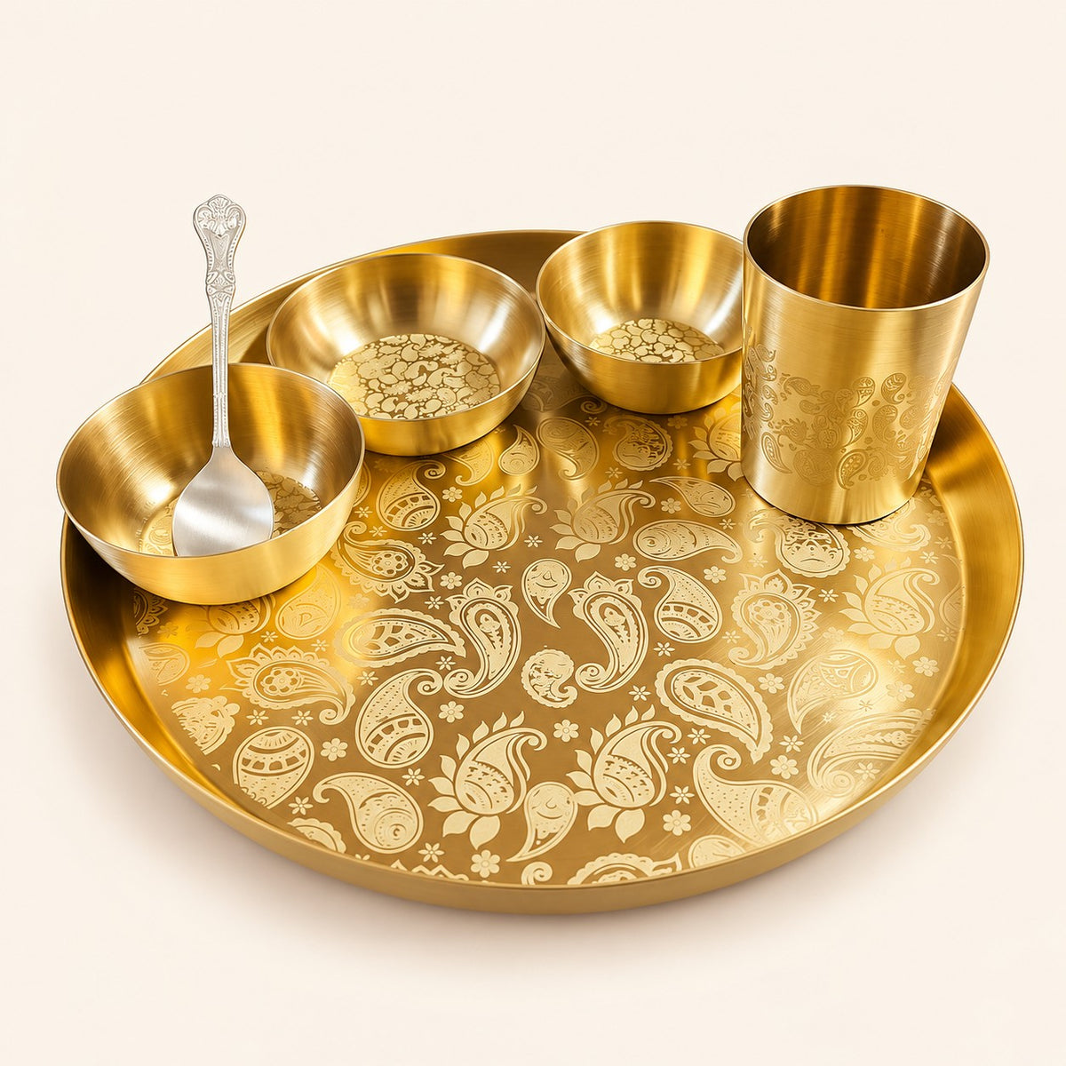 Paisley Gold-Tone Thali Set — 6 Pieces — alternate view