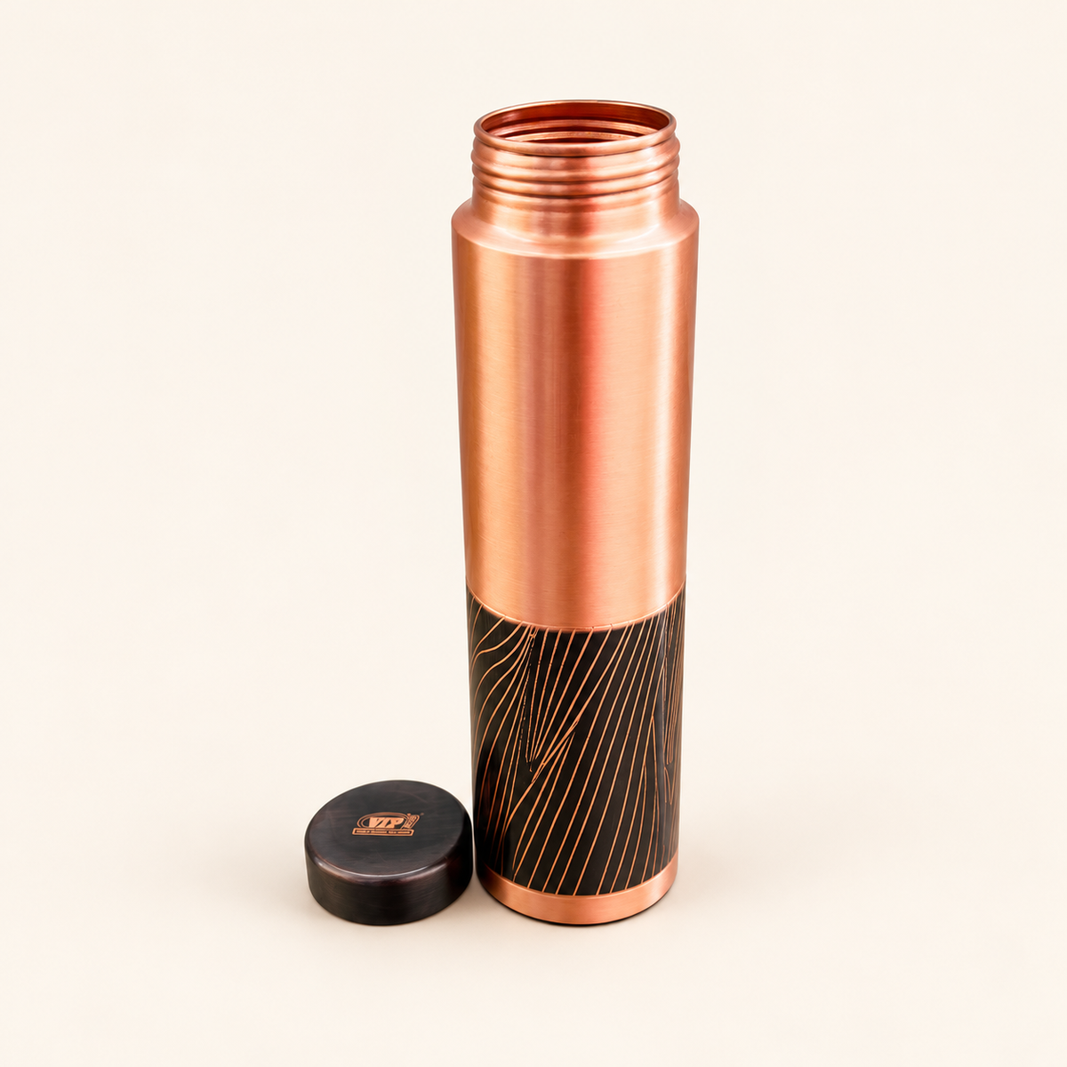 Black Wave Copper-Tone Bottle — detail view