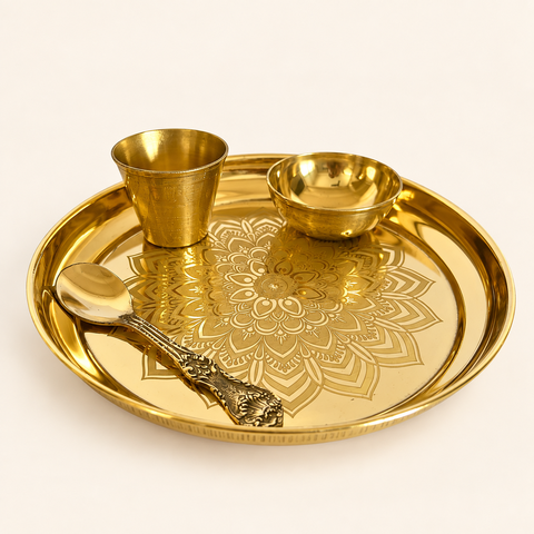 Mandala Gold-Tone Bhog Thali Set — 4 Pieces — product view B1-14