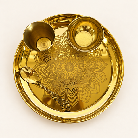 Mandala Gold-Tone Bhog Thali Set — 4 Pieces — product view B1-15