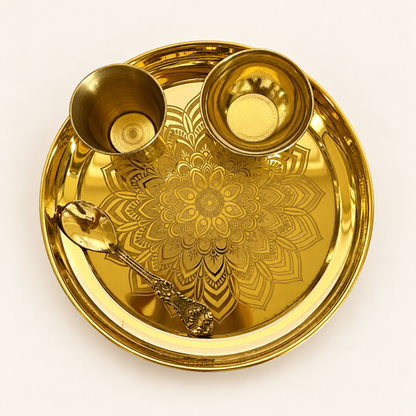 Mandala Gold-Tone Bhog Thali Set — 4 Pieces — product view B1-15
