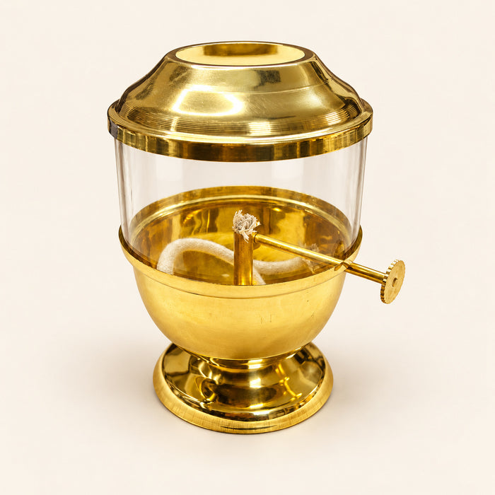 Brass Akhand Diya with Glass Chimney