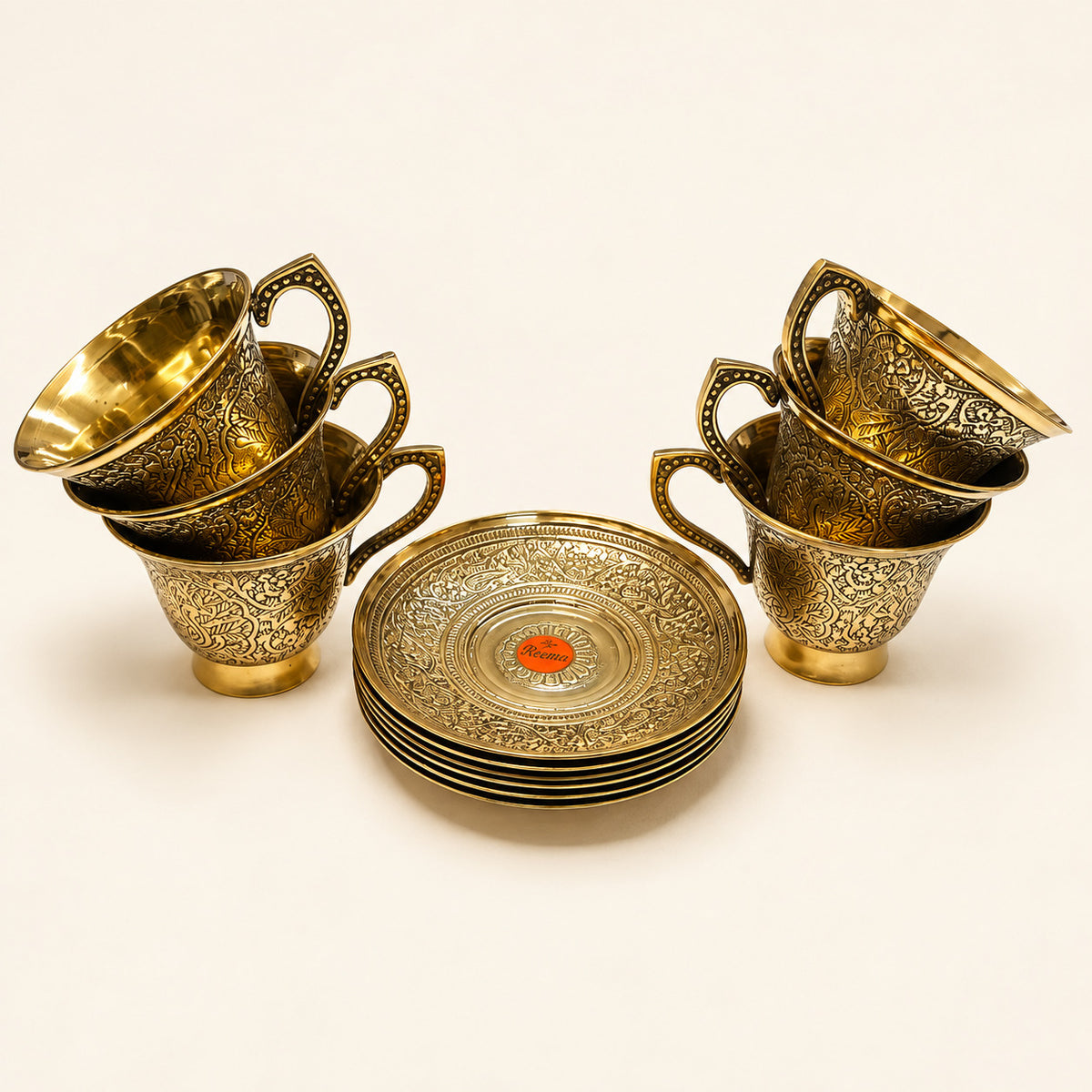 Cup and saucer set — cups stacked clean view