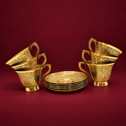 Cup and saucer set — cups maroon feature view