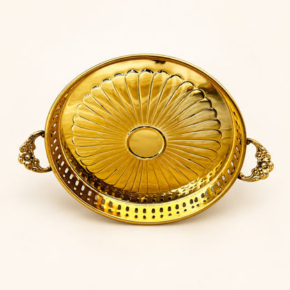Fluted Gold-Tone Serving Tray — main product view
