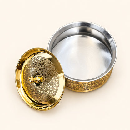 Engraved Gold-Tone Lidded Box — alternate view