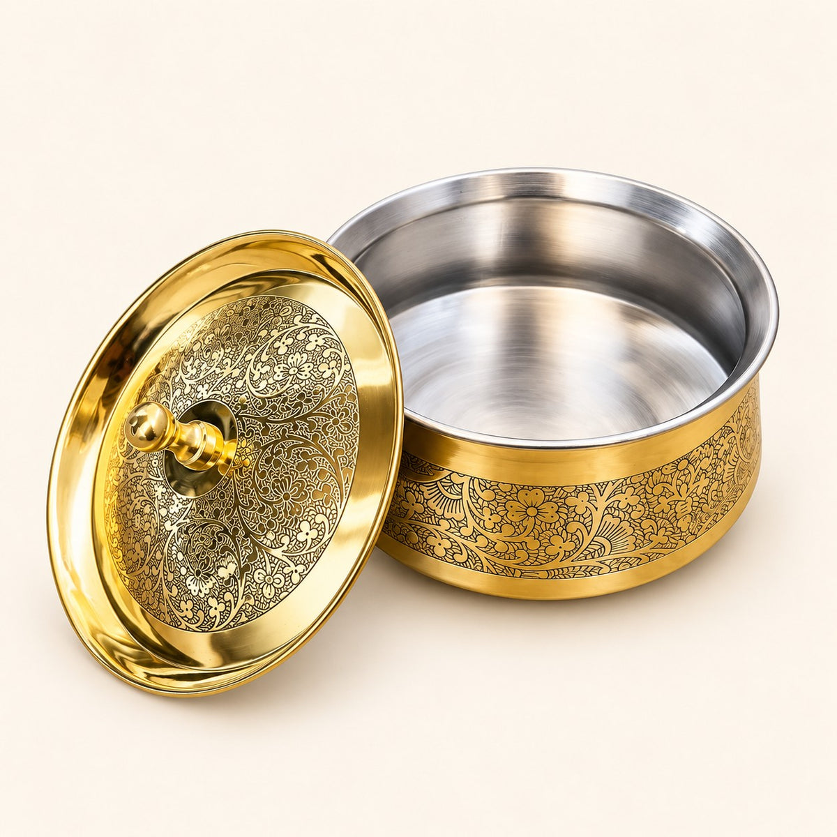 Engraved Gold-Tone Lidded Box — main product view