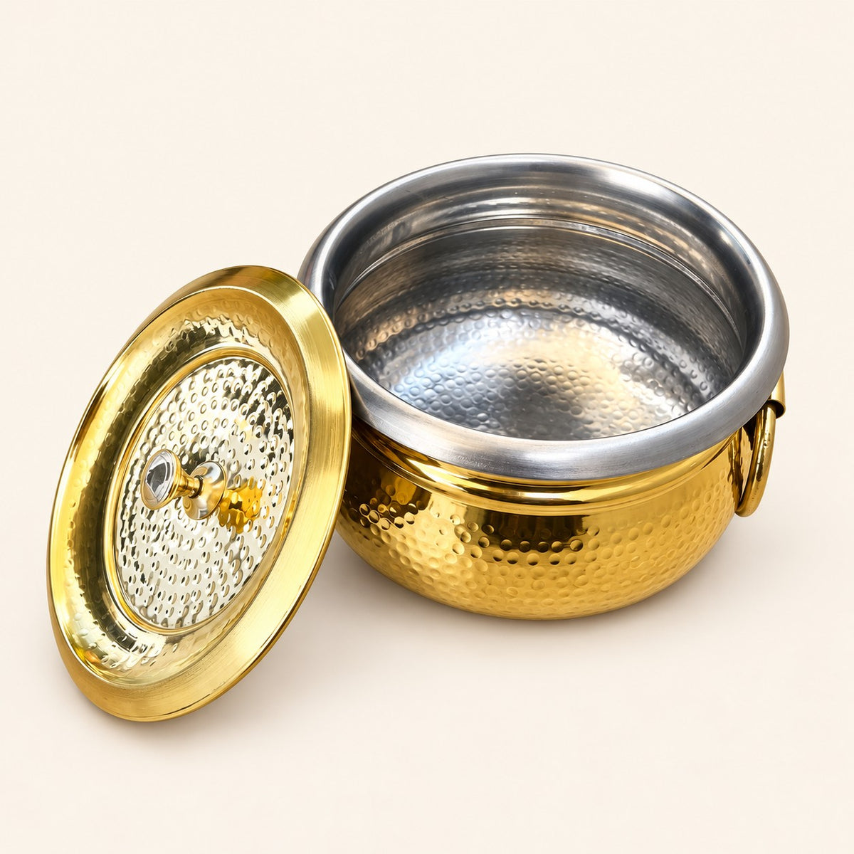 Hammered Gold-Tone Handi with Lid — alternate view