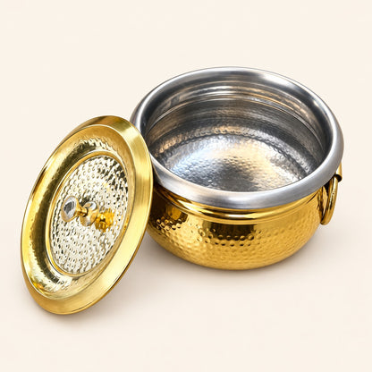 Hammered Gold-Tone Handi with Lid — alternate view