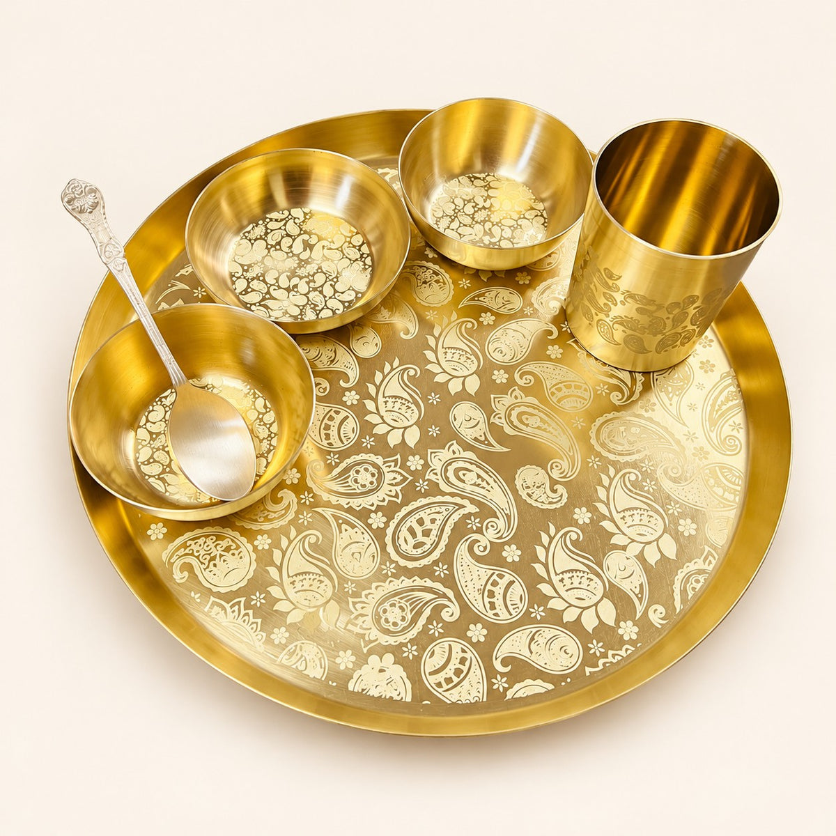 Paisley Gold-Tone Thali Set — 6 Pieces — main product view