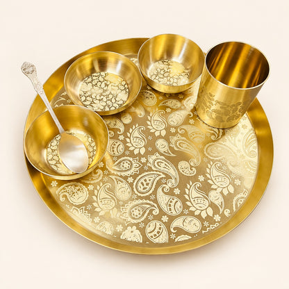 Paisley Gold-Tone Thali Set — 6 Pieces — main product view
