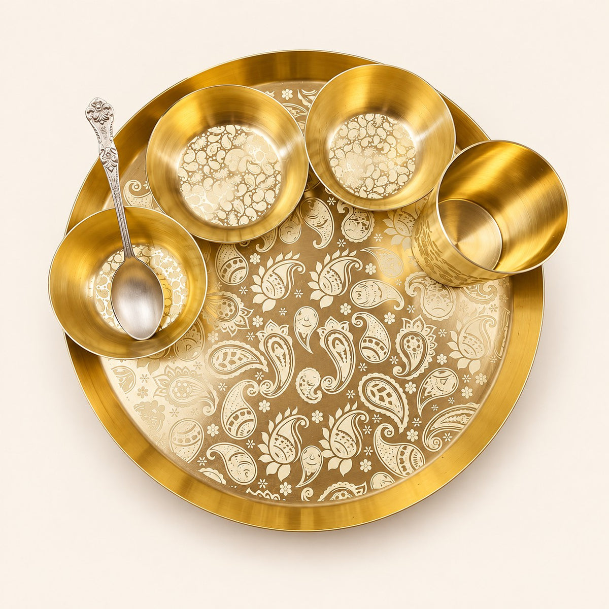 Paisley Gold-Tone Thali Set — 6 Pieces — alternate view
