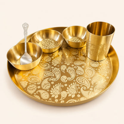 Paisley Gold-Tone Thali Set — 6 Pieces — alternate view