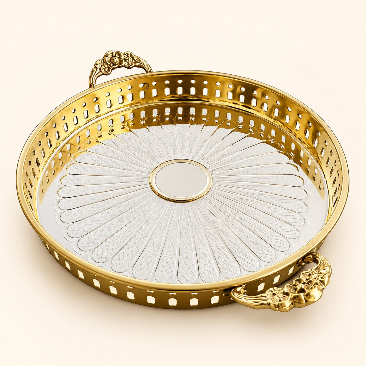 Fluted Gold-Tone Serving Tray — additional view