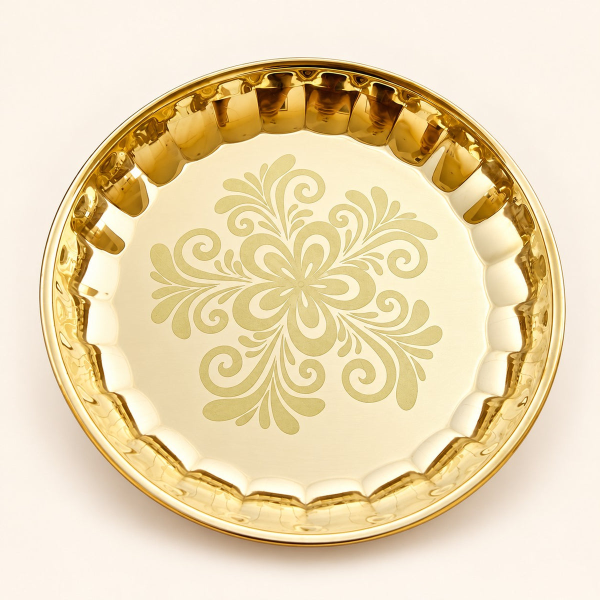 Floral Gold-Tone Platter — alternate view