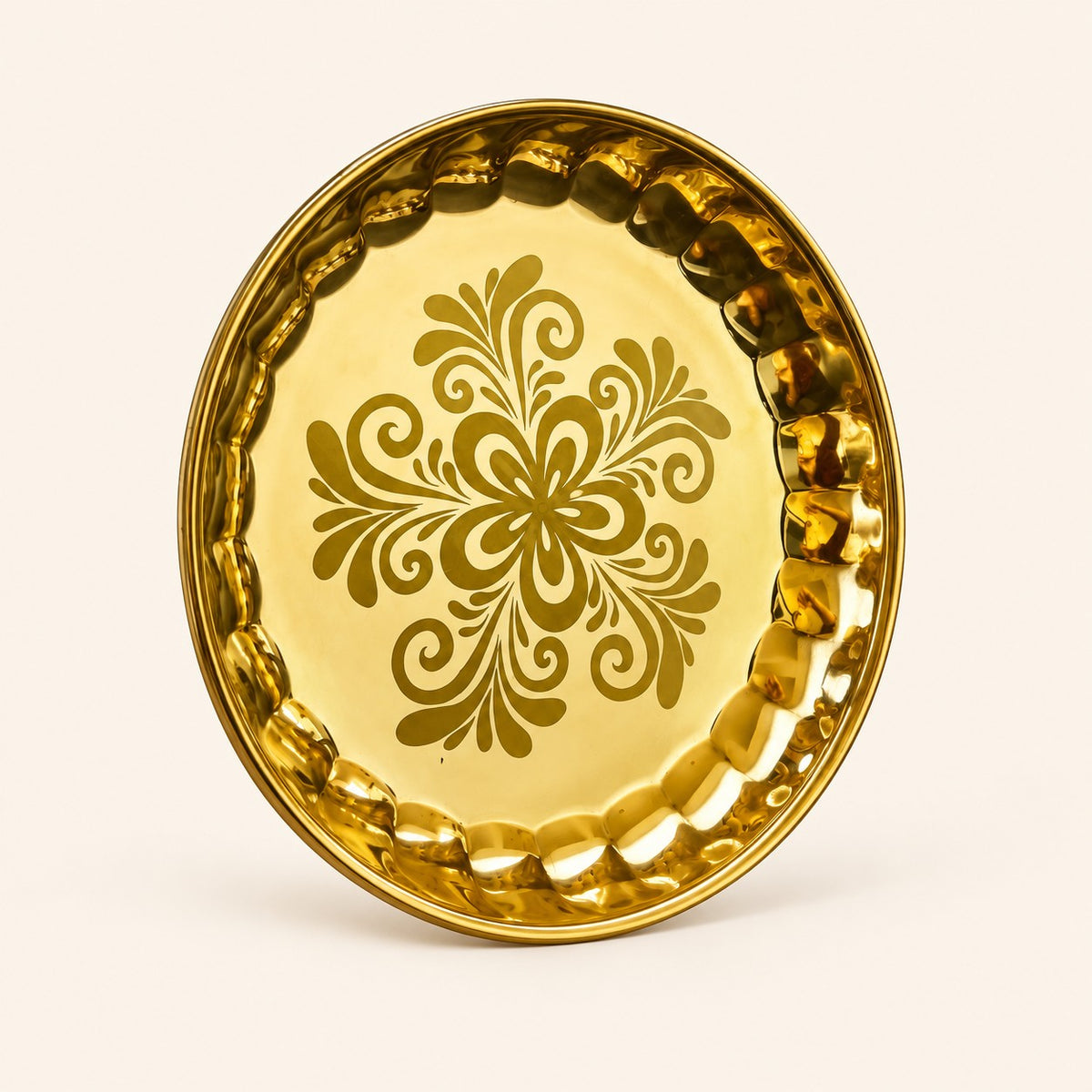Floral Gold-Tone Platter — alternate view