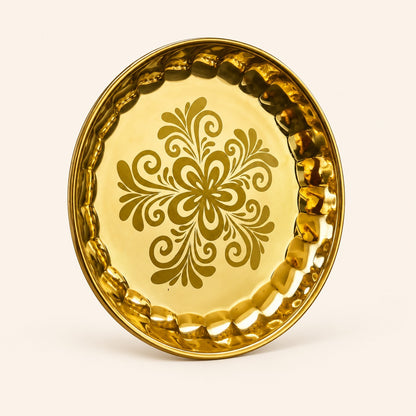 Floral Gold-Tone Platter — alternate view