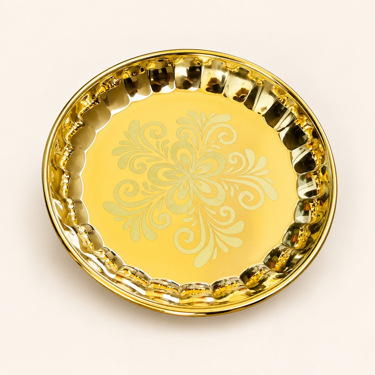 Floral Gold-Tone Platter — main view