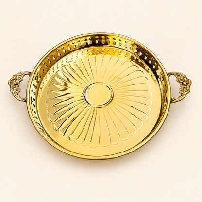 Fluted Gold-Tone Serving Tray — additional view