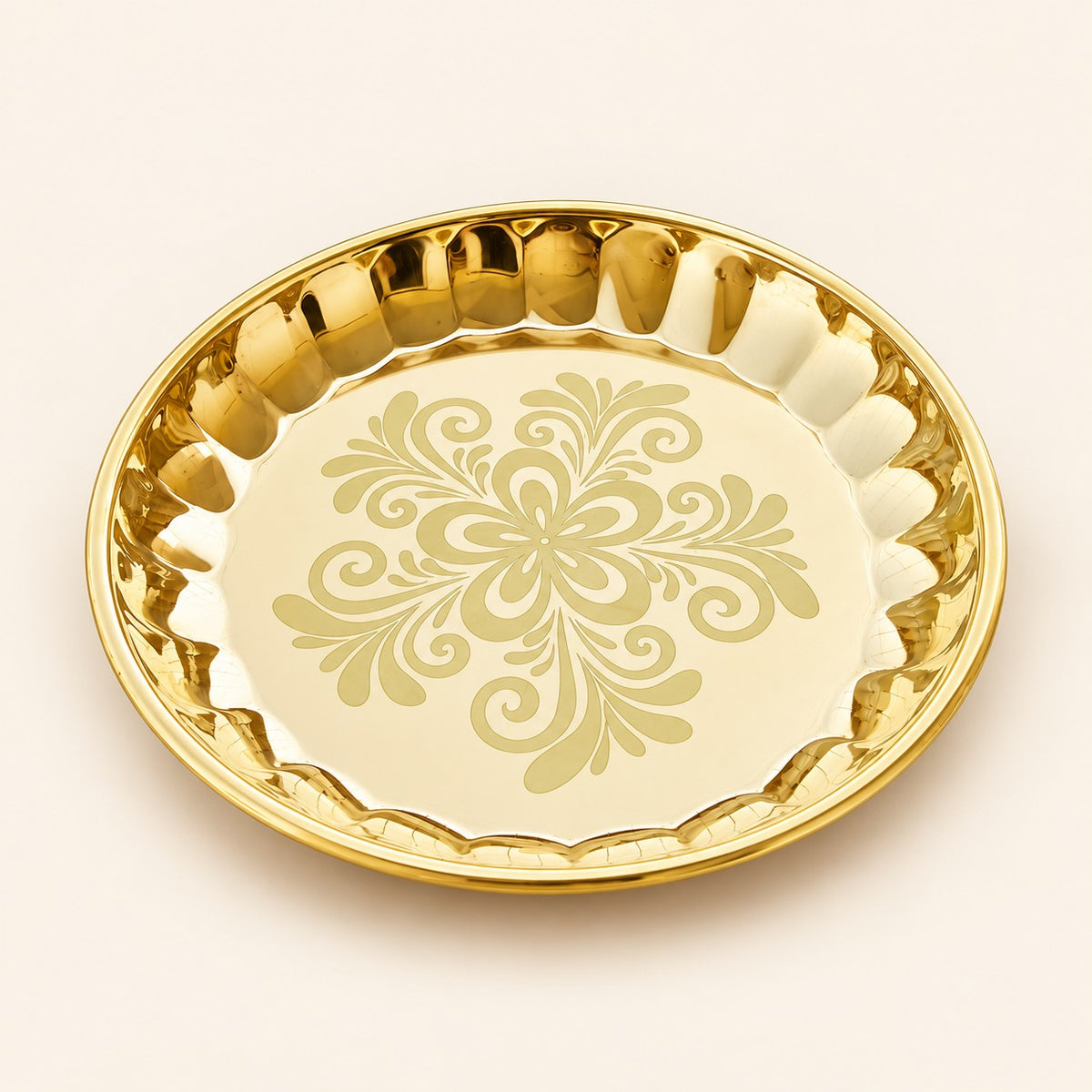 Floral Gold-Tone Platter — alternate view