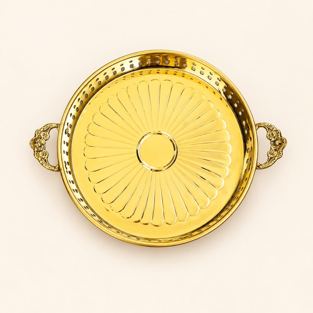 Fluted Gold-Tone Serving Tray — additional view