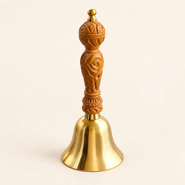 Carved Wood Handle Puja Bell — product view 4