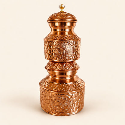 Embossed Copper-Tone Stacked Puja Vessel — product view 7