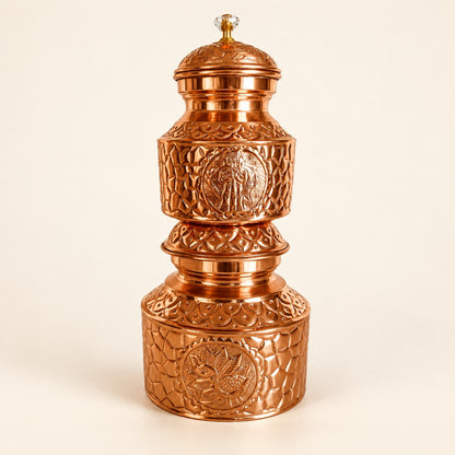 Embossed Copper-Tone Stacked Puja Vessel — product view 9