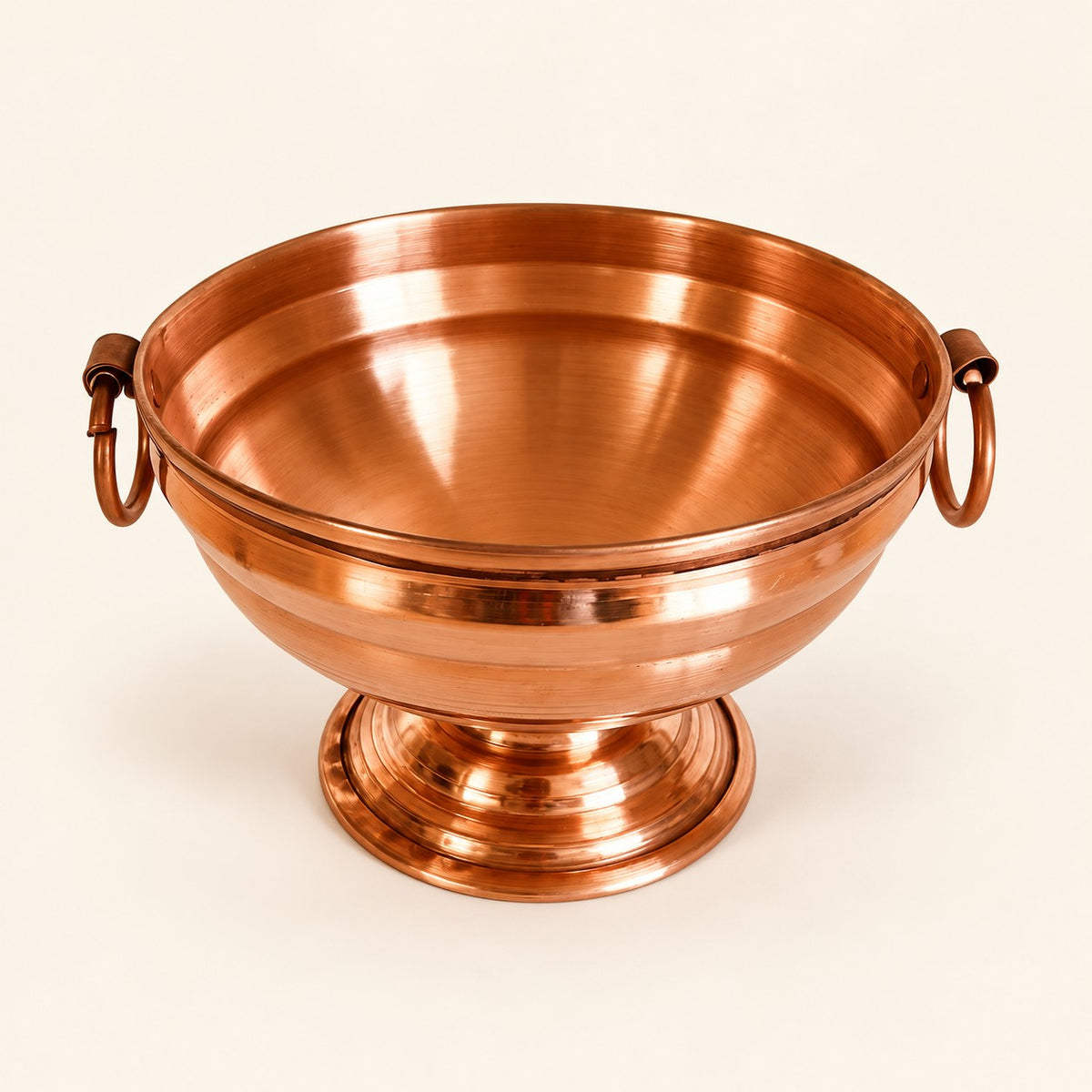 Copper-Tone Pedestal Urli with Ring Handles — product view 12