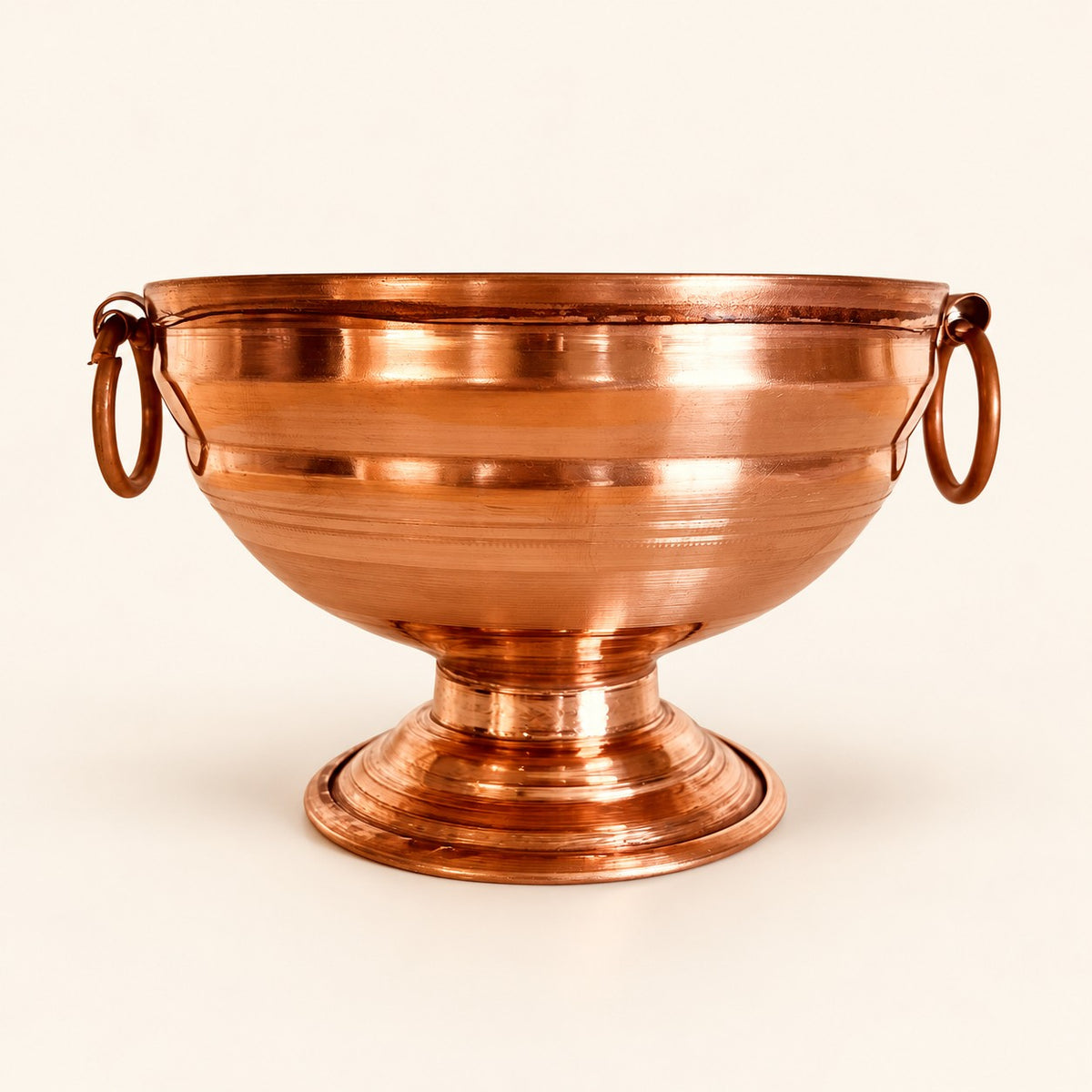 Copper-Tone Pedestal Urli with Ring Handles — product view 13