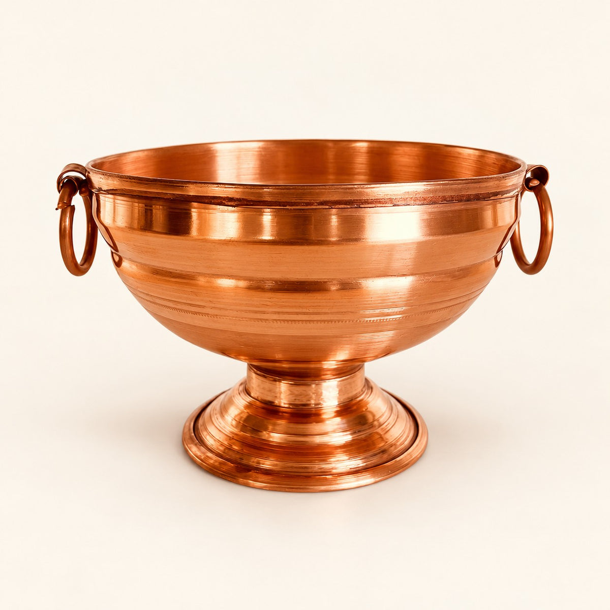 Copper-Tone Pedestal Urli with Ring Handles — product view 14