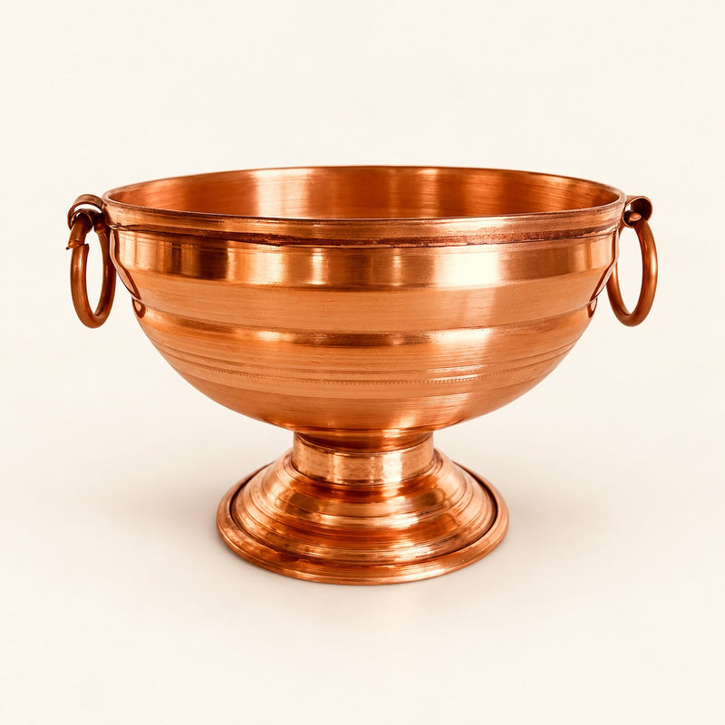 Copper-Tone Pedestal Urli with Ring Handles