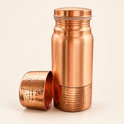 Hammered Base Copper-Tone Bottle with Cup Cap — product view 33