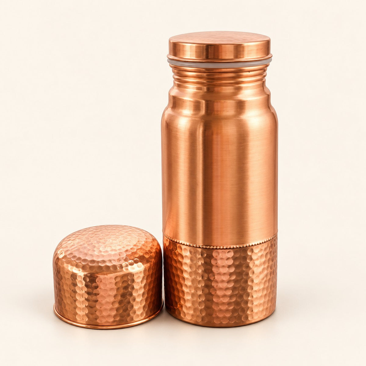 Hammered Base Copper-Tone Bottle with Cup Cap — product view 34