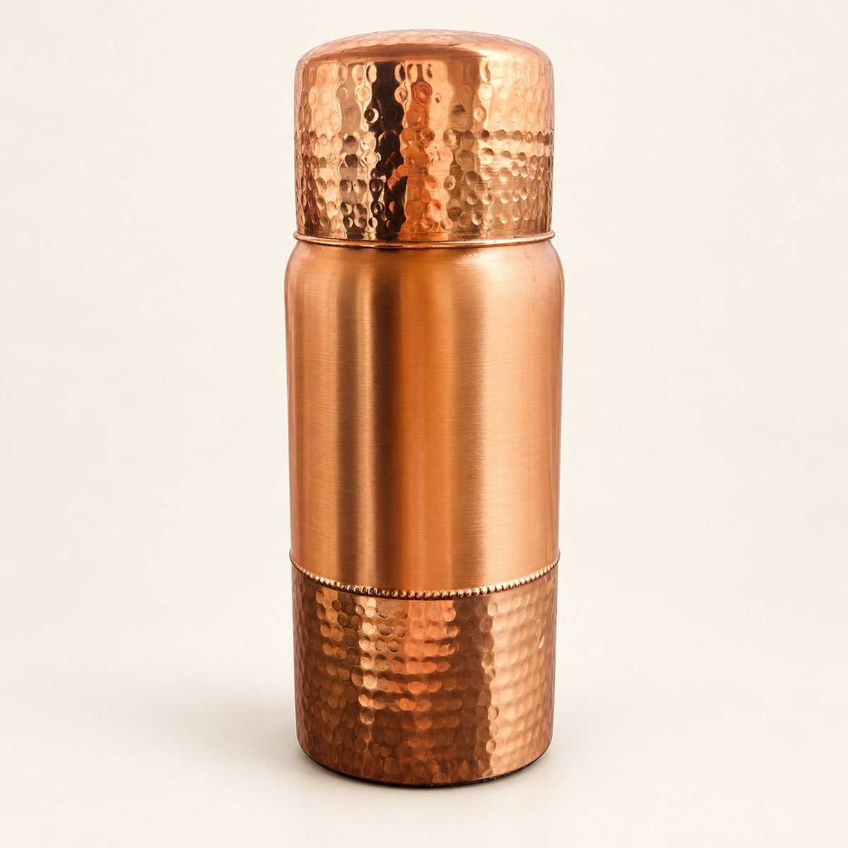Hammered Base Copper-Tone Bottle with Cup Cap — product view 35