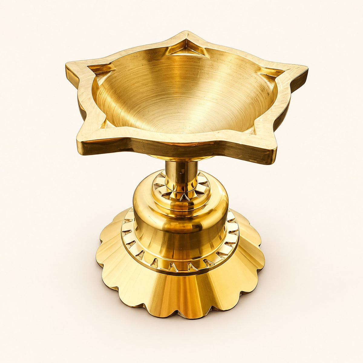 Star Shaped Gold-Tone Pedestal Diya — product view 46