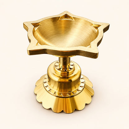 Star Shaped Gold-Tone Pedestal Diya — product view 46