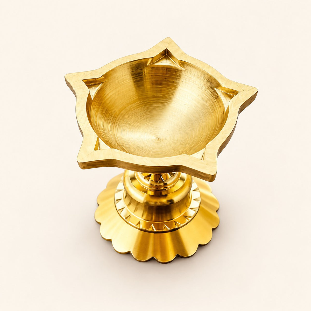 Star Shaped Gold-Tone Pedestal Diya — product view 47