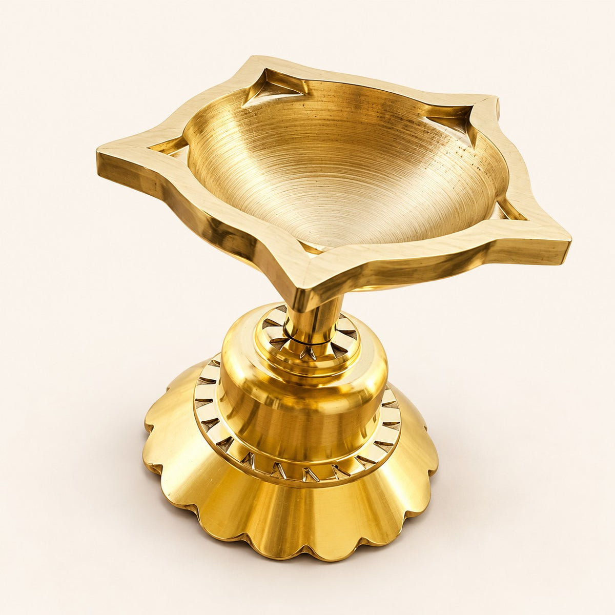 Star Shaped Gold-Tone Pedestal Diya — product view 48