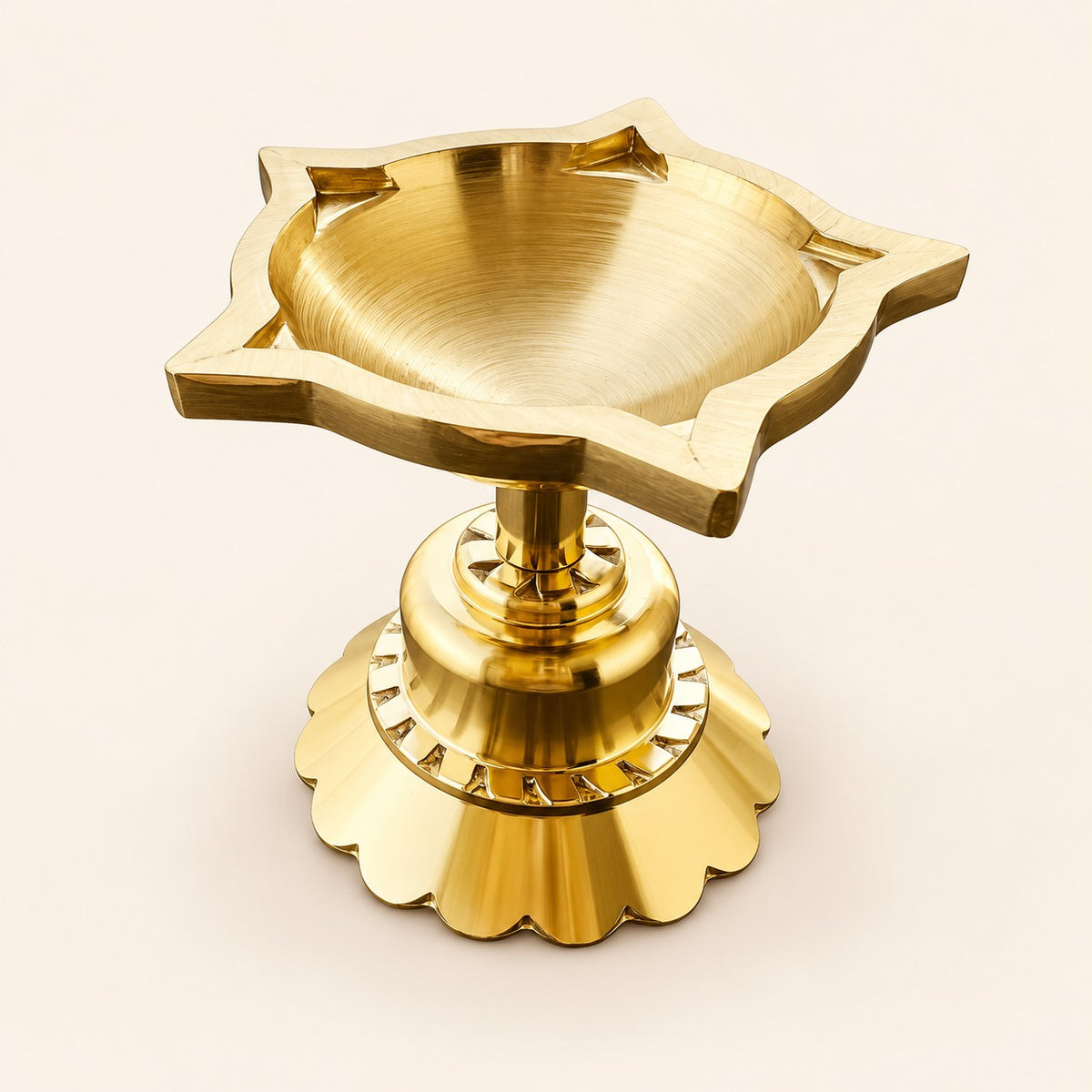 Star Shaped Gold-Tone Pedestal Diya — product view 49