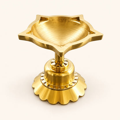 Star Shaped Gold-Tone Pedestal Diya — product view 50