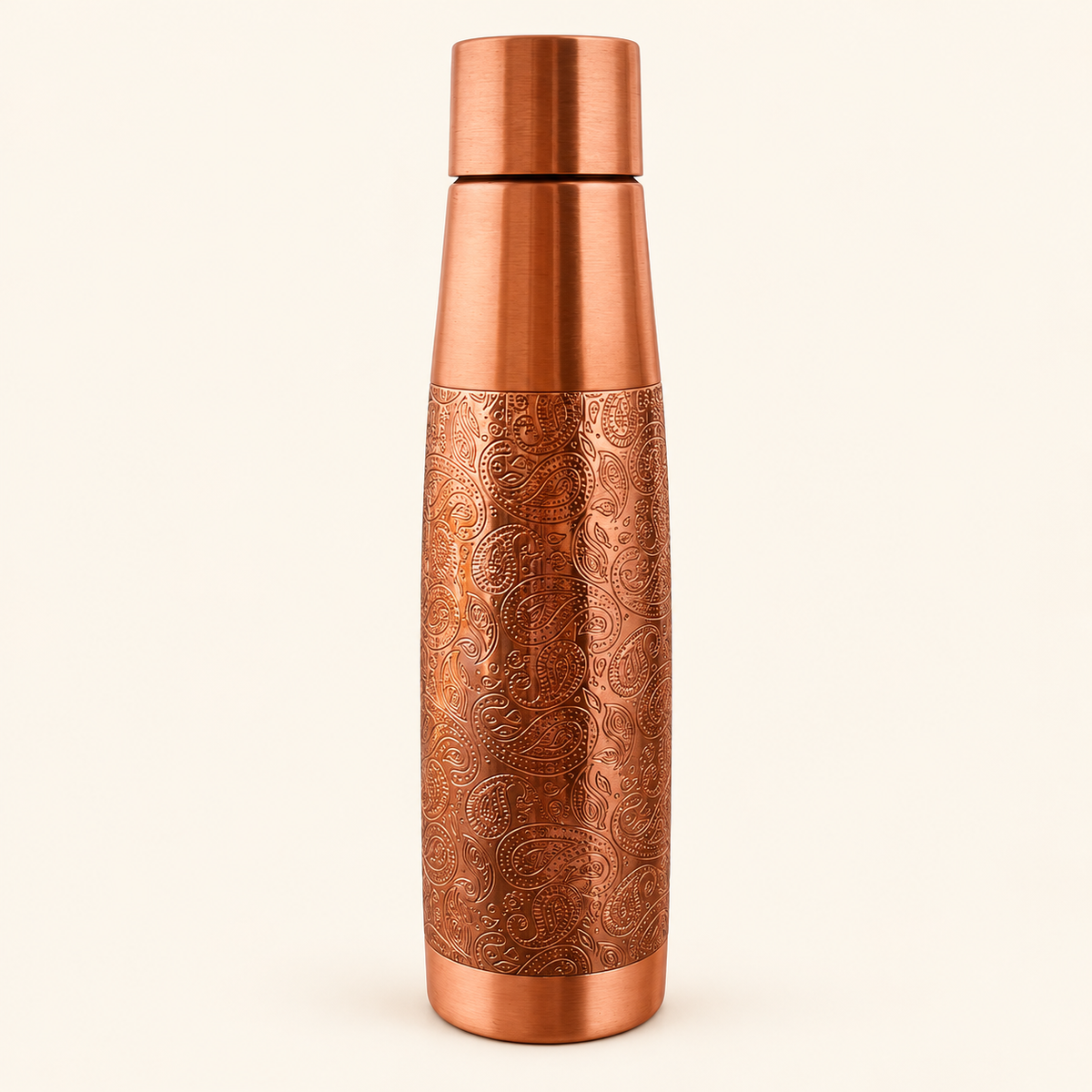Paisley Engraved Copper-Tone Bottle — detail view