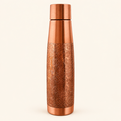 Paisley Engraved Copper-Tone Bottle — detail view