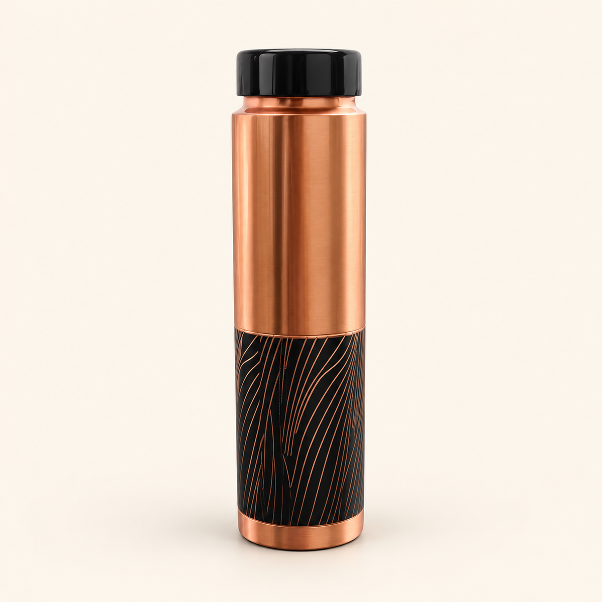 Black Wave Copper-Tone Bottle — detail view