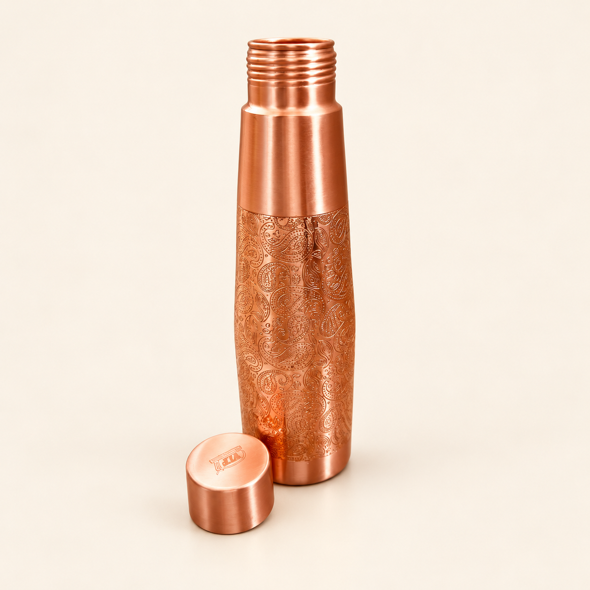 Paisley Engraved Copper-Tone Bottle — detail view