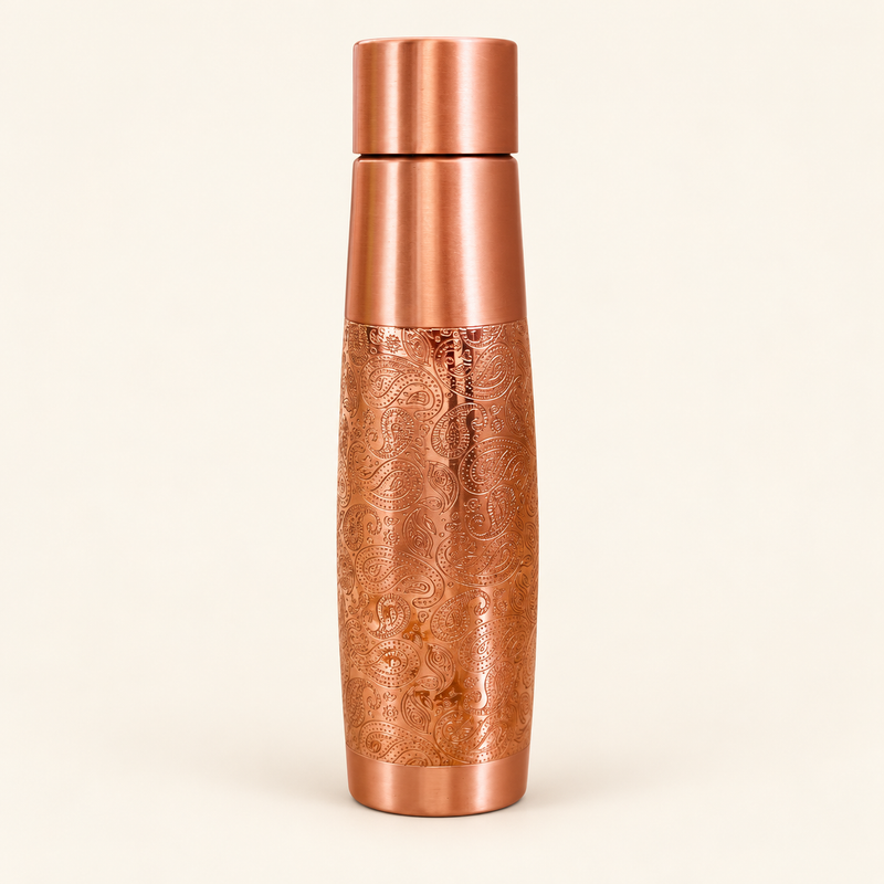 Paisley Engraved Copper-Tone Bottle
