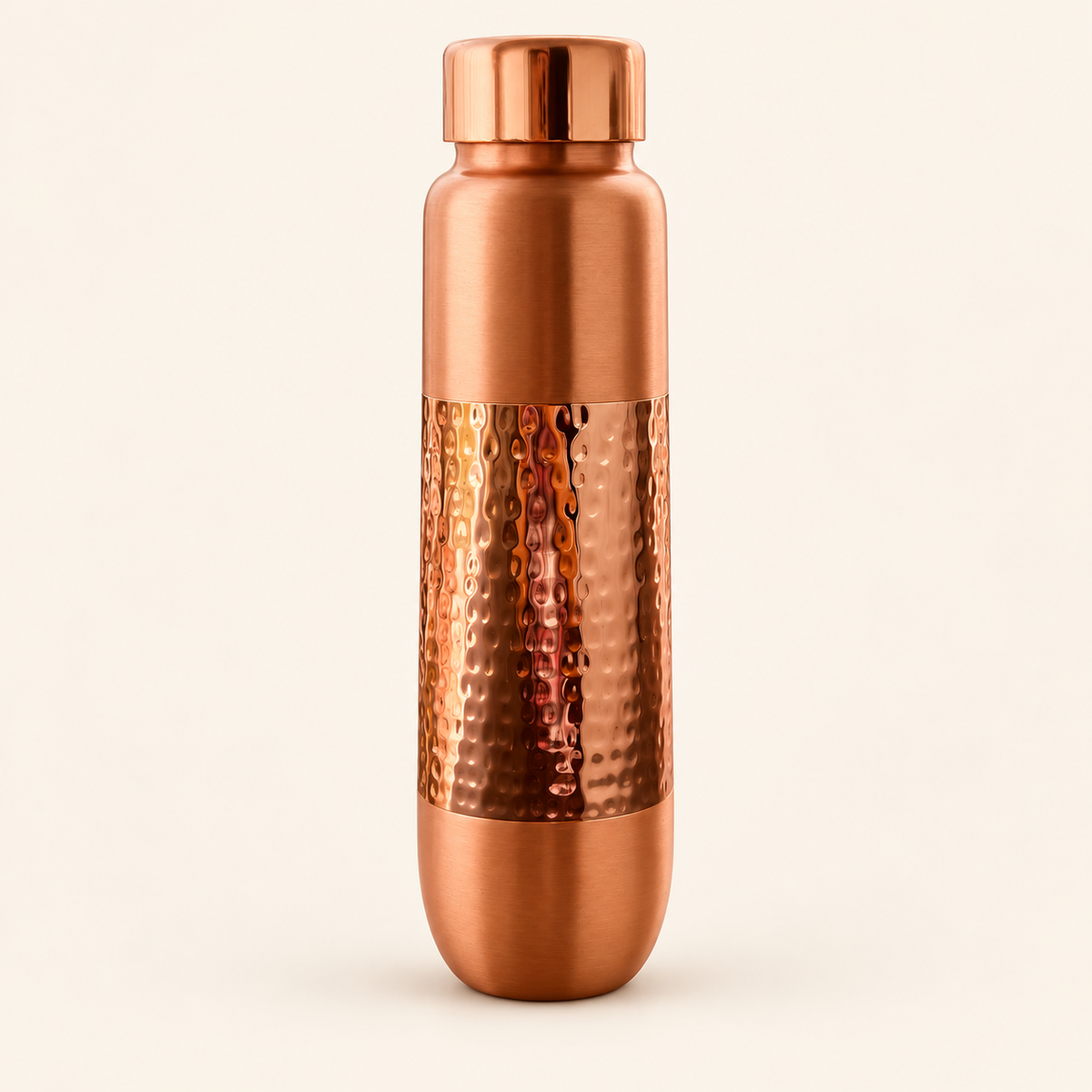 Hammered Band Copper-Tone Bottle — detail view