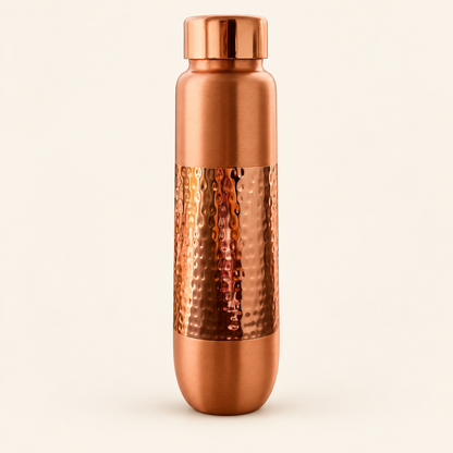 Hammered Band Copper-Tone Bottle — detail view