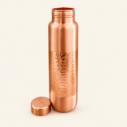 Hammered Band Copper-Tone Bottle — detail view