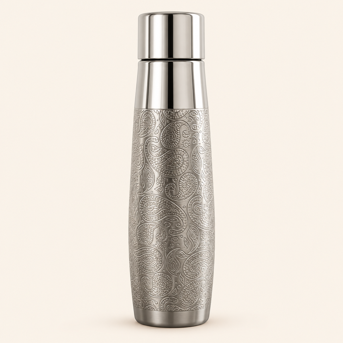 Paisley Engraved Silver-Tone Bottle — main view